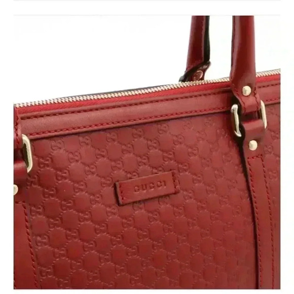 GUCCI Gucci Micro Guccisima Tote Bag Crossbody Shoulder Leather Red - Picture 4 of 10